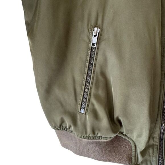 Kendall & Kylie Bomber Jacket Khaki Green Babe Patches Zip Front Women's SZ M - Picture 5 of 15
